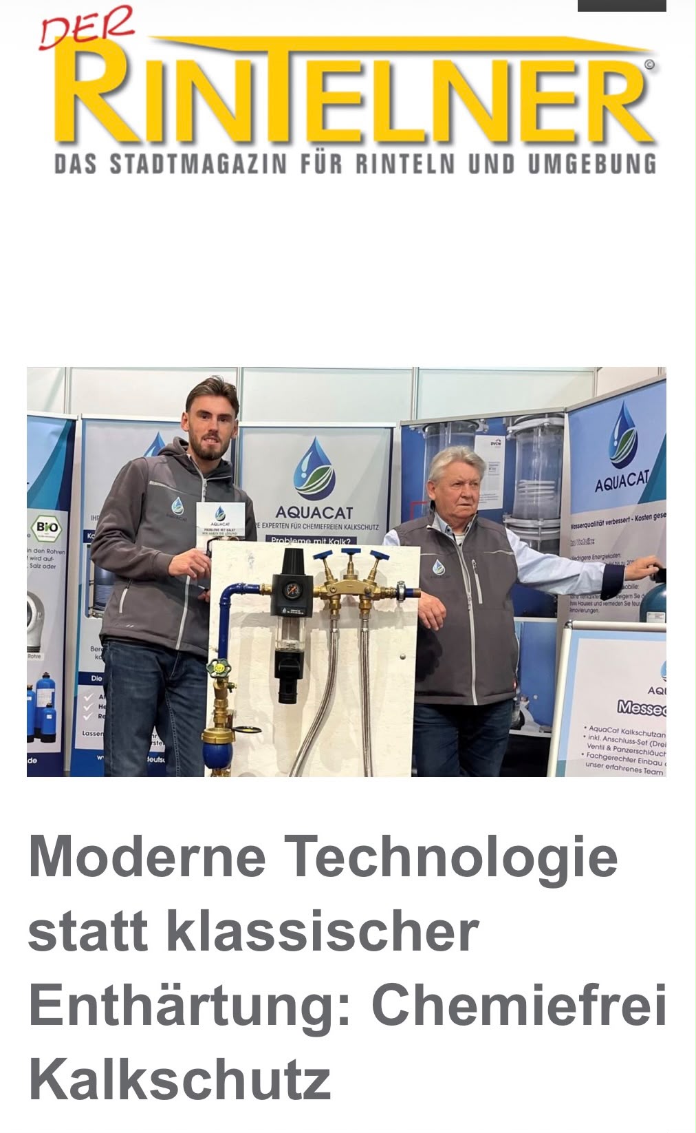 AquaCat Deutschland - Raoul Conrad - Chemikalienfreier Kalkschutz - AquaCat-Werbebanner und Wasserfilteranlagen